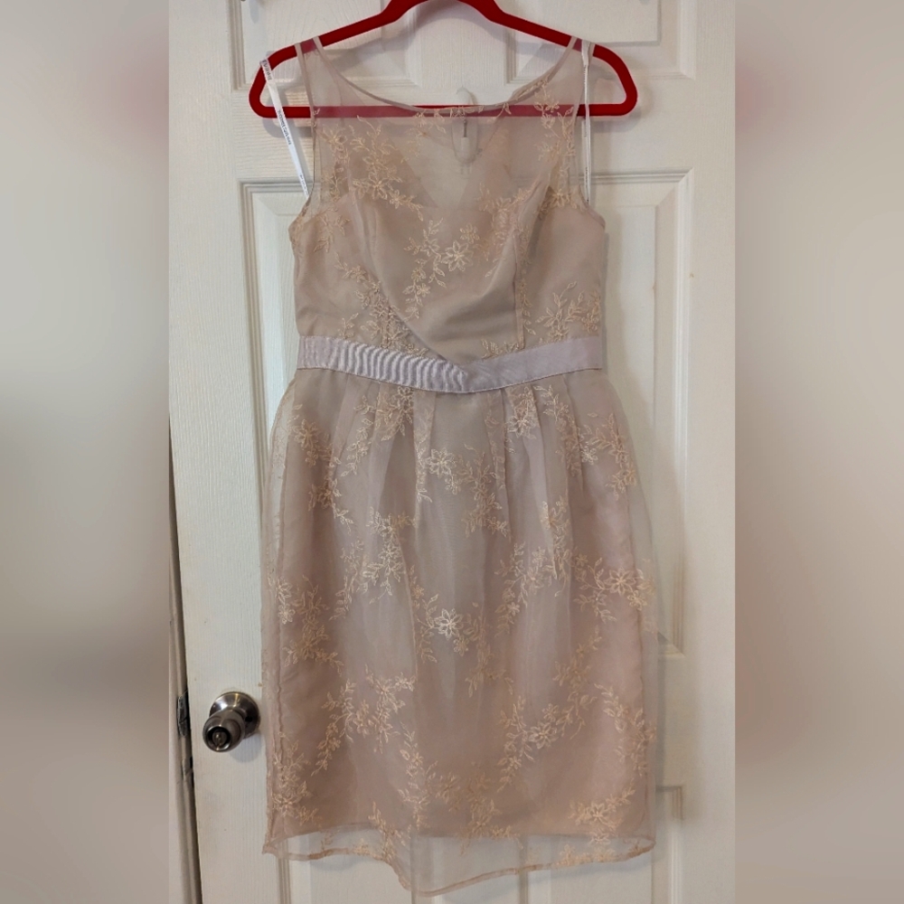 David's Bridal Champagne Bridesmaid Dress Size 8